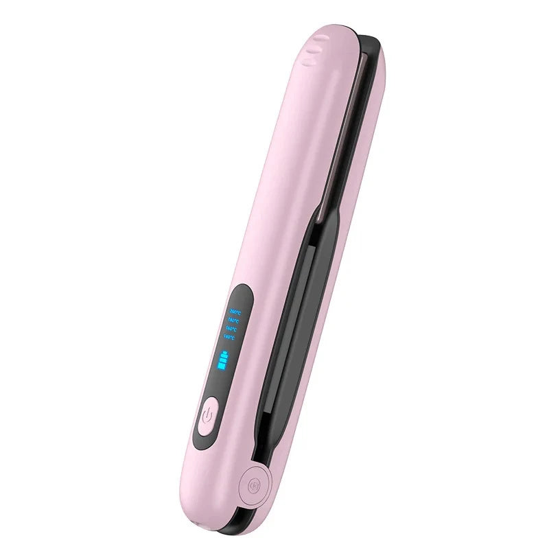 Wireless 2-in-1 Hair Straightener & Curler, USB Rechargeable, 5000mAh, 200°C, Portable, 4 Heat Settings, Wet & Dry Use