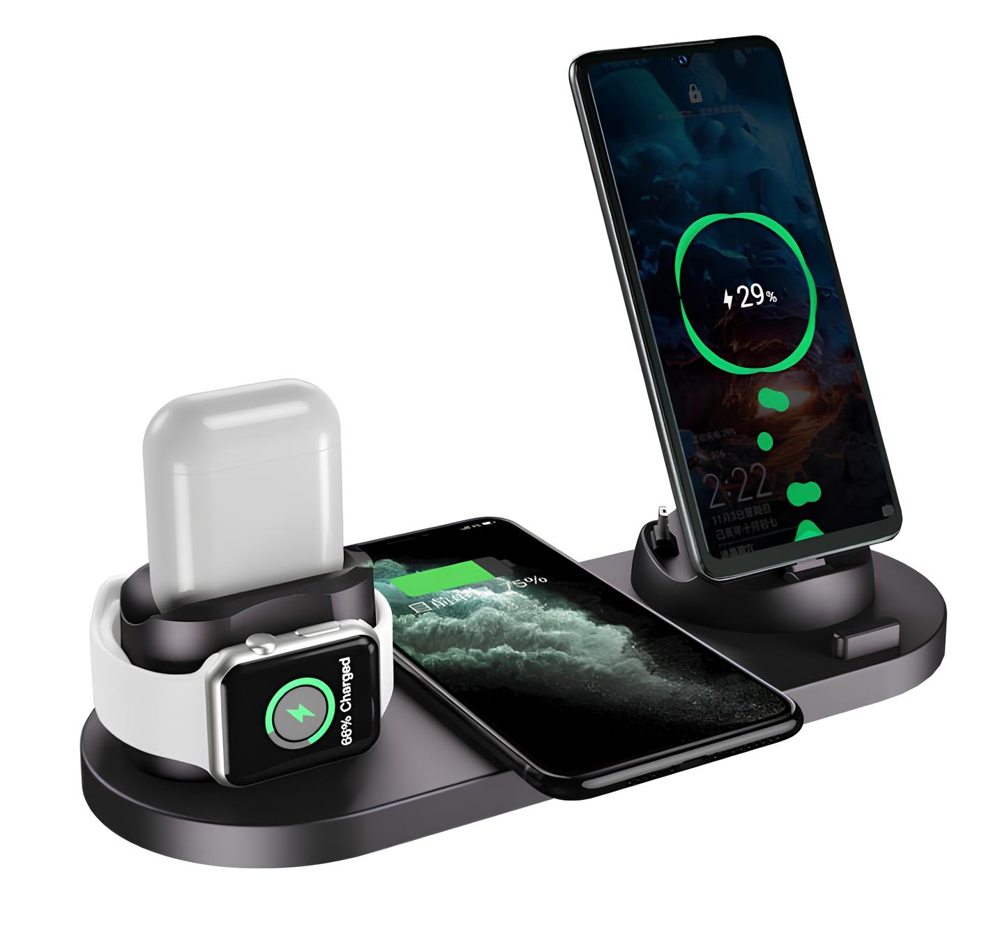 6-in-1 Wireless Fast Charging Dock – Multi-Device Charging Station for Phone & Watch