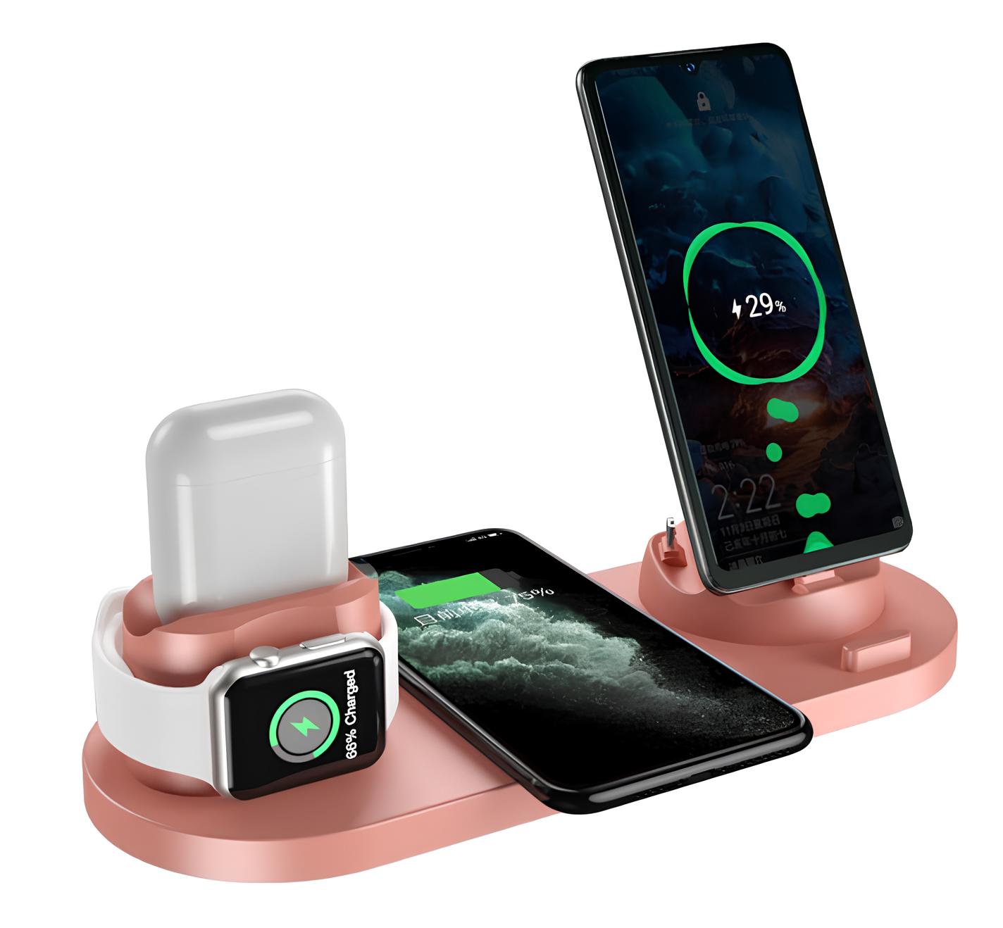 6-in-1 Wireless Fast Charging Dock – Multi-Device Charging Station for Phone & Watch