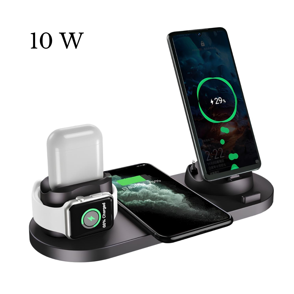 6-in-1 Wireless Fast Charging Dock – Multi-Device Charging Station for Phone & Watch