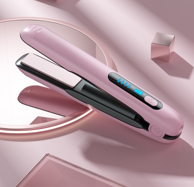 Wireless 2-in-1 Hair Straightener & Curler, USB Rechargeable, 5000mAh, 200°C, Portable, 4 Heat Settings, Wet & Dry Use