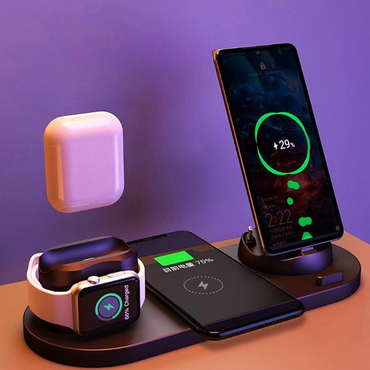 6-in-1 Wireless Fast Charging Dock – Multi-Device Charging Station for Phone & Watch